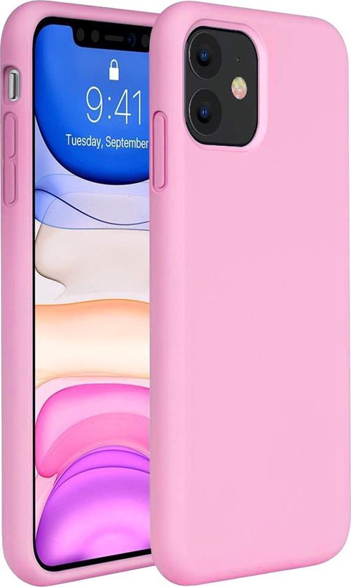 Hoes voor iPhone 11 Hoesje Siliconen Case Hoes Back Cover TPU - Roze |  bol.com