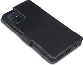Samsung Galaxy A71 hoesje, MobyDefend slim-fit extra dunne bookcase, Zwart | GSM Hoesje / Telefoonhoesje Geschikt Voor: Samsung Galaxy A71
