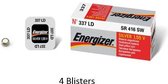 4 stuks (4 blisters a 1 stuk) Energizer Zilver Oxide Knoopcel 337 LD 1.55V