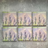 Onderzetters 6x Lavendel. Set van 6. 10 x10 cm.