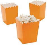 Popcorn bakjes oranje - 12 stuks - stevig karton - klein formaat - 8 cm breed - 10 cm hoog