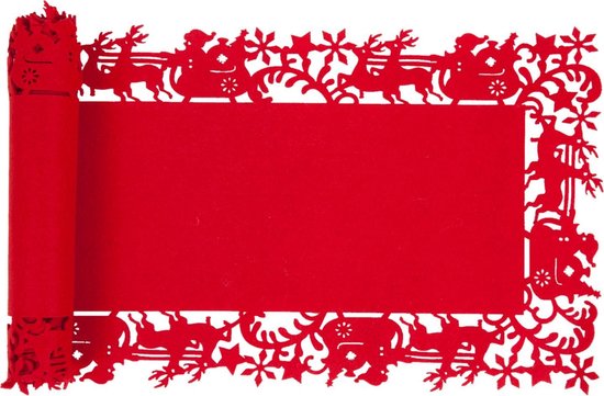 Tafelloper Kerst - Rendier Slee Kerstman - Rood ca.30 x 120 cm | bol.com