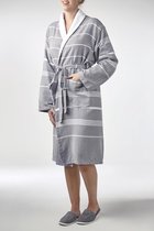 Badstof Hamam Badjas Costa Dark Grey - unisex maat S - dames/heren/unisex - hotelkwaliteit - sauna badjas - luxe badjas - badstof badjas - ochtendjas - duster - dunne badjas - badm