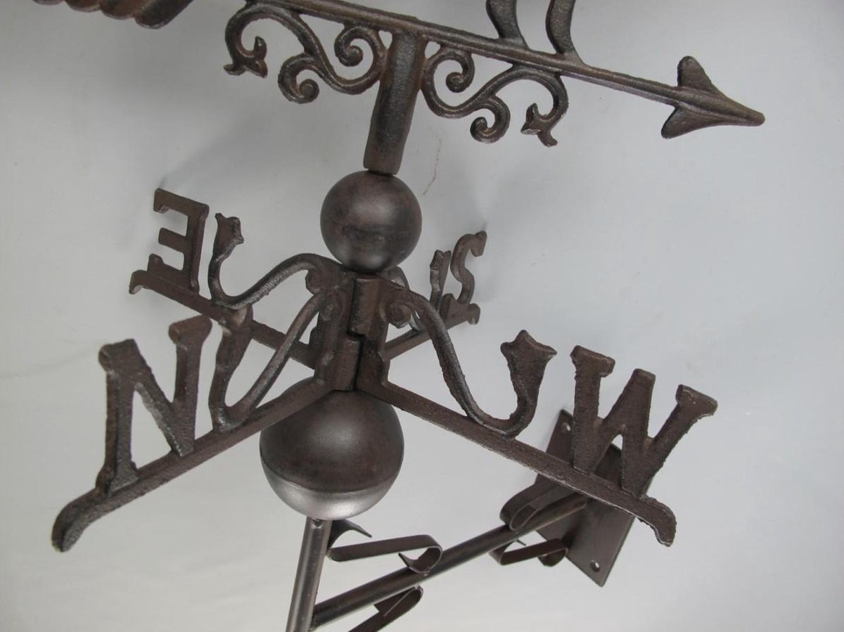 Heks metalen windwijzer, roestvrijstalen windvaan met dakmontage