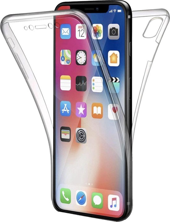 Apple iPhone X - iPhone XS Case - Transparant Siliconen - Voor- en  Achterkant - 360... | bol.com