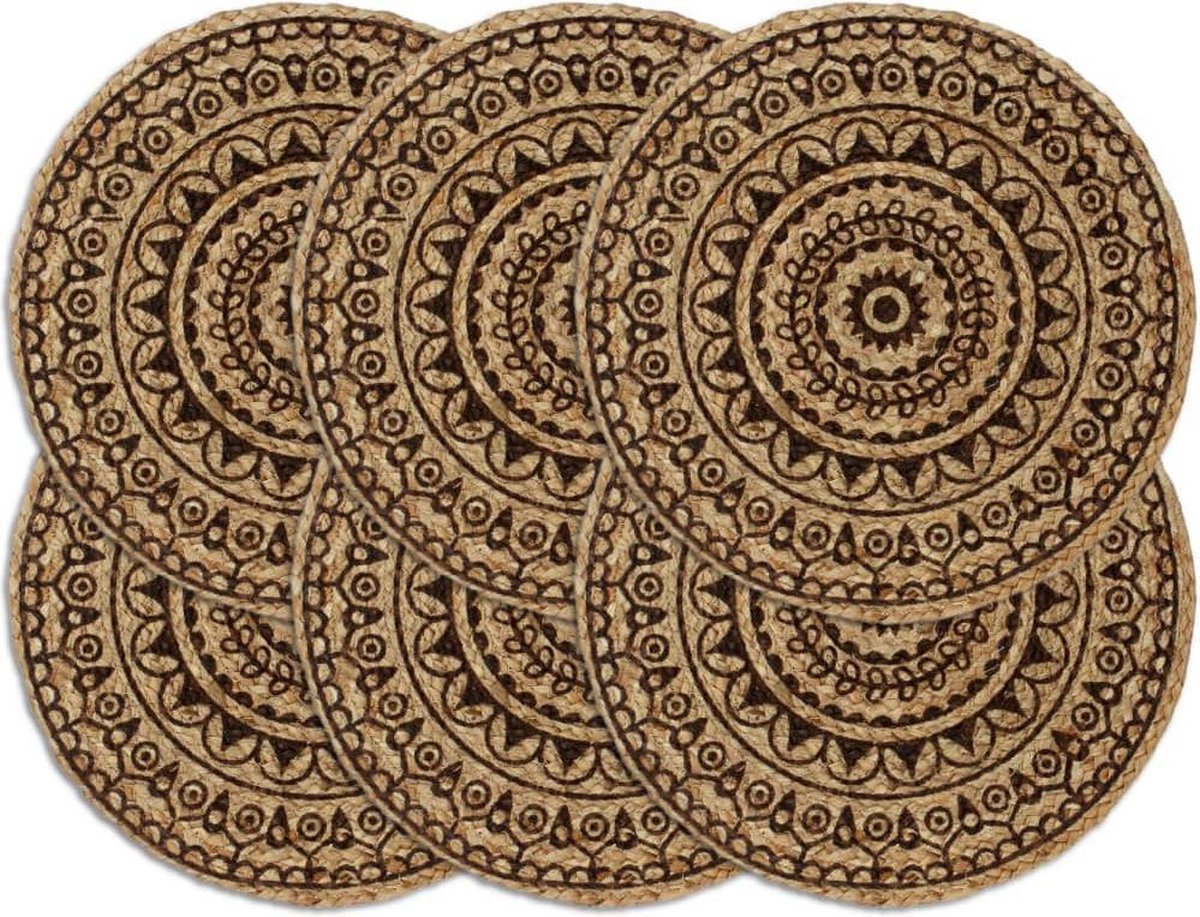 vidaXL - Placemats - 6 - st - rond - 38 - cm - jute - donkerbruin