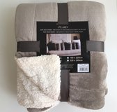 Plaid Microfiber Grand LUXE/Imitatie Schaap 180/220 Taupe fleece deken