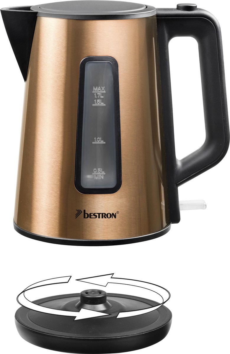 Bestron Waterkoker AWK1000CO - 2200W - 1,7L - Automatisch uitschakelen - Koper - 5 jaar garantie — afbeelding 4