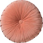 KAJA - Sierkussen rond velvet Muted Clay 40 cm - roze - Dutch Decor