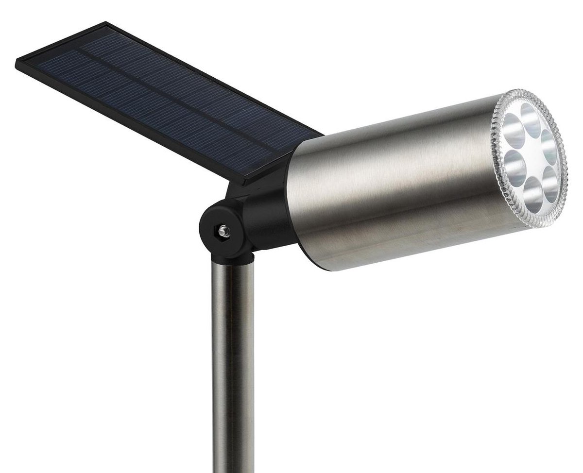 POWERplus Swan Solar RVS Tuinlamp Spot 6 LED Warm White Tuinverlichting Tuinspot op zonne-energie | roestvaststaal | solar tuin straler | grondspot RVS