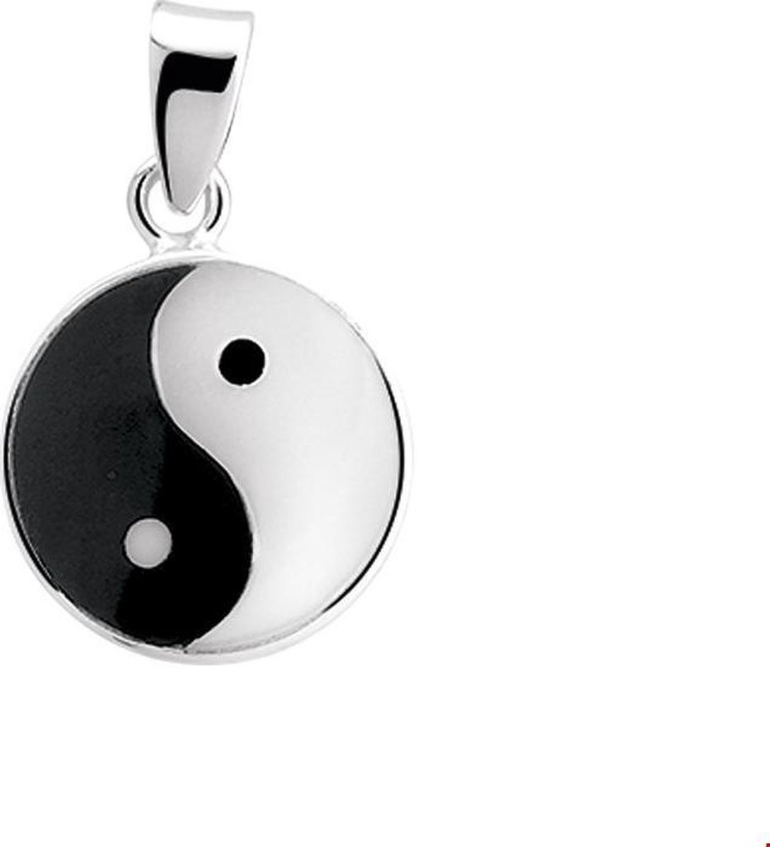 Robimex Collection Hanger 14 mm Yin Yang Emaille Zilver