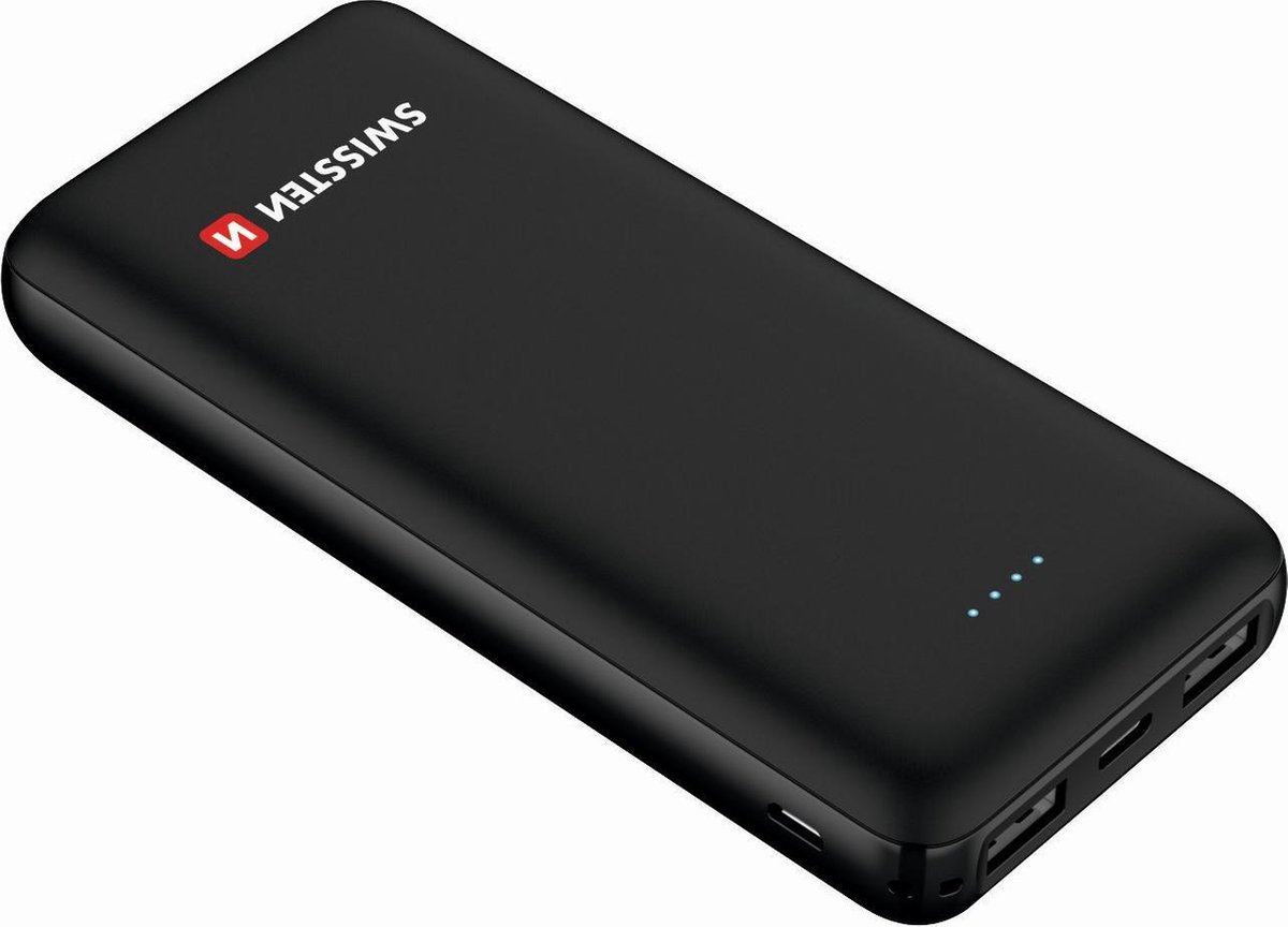 Swissten Powerbank Black Core - 20.000 mAh - Geschikt voor o.a. iPhone & Samsung - Zwart