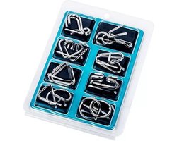 foto van 8x metalen puzzel breinbreker - Hersenkraker set - Denkspel - Geduldspel - Draadspel metaal puzzle