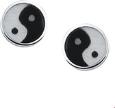 Robimex Collection Oorknoppen Yin Yang  7 mm - Zilver