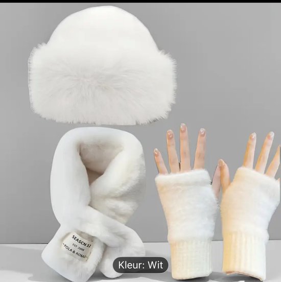 Dames sjaal muts handschoenen set wintermuts 3-in-1 dames winterset gebreide beanie sneeuwhoed warme winterset voor de winter buiten, Sb-beige, Eén maat