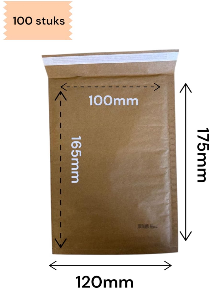 100 stuks - Luchtkussen enveloppen 11A / Bubbeltjes envelop / binnenmaat 100 x 165mm /buitenmaat maat 120 x 175mm