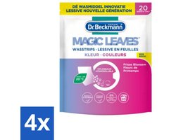 4 x Dr. Beckmann Wasmiddeldoekjes Kleur 20 stuks per verpakking - Wasstrips - Wasmiddel - Gekleurde Was - Frisse Geur - Milieuvriendelijk