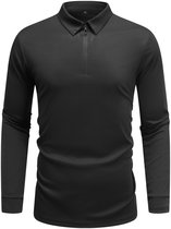 T-shirt extensible à manches longues pour homme Allthemen - Polo oversize avec demi-zip - S