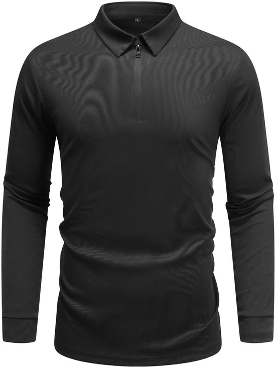 T-shirt extensible à manches longues pour homme Allthemen - Polo oversize avec demi-zip - S
