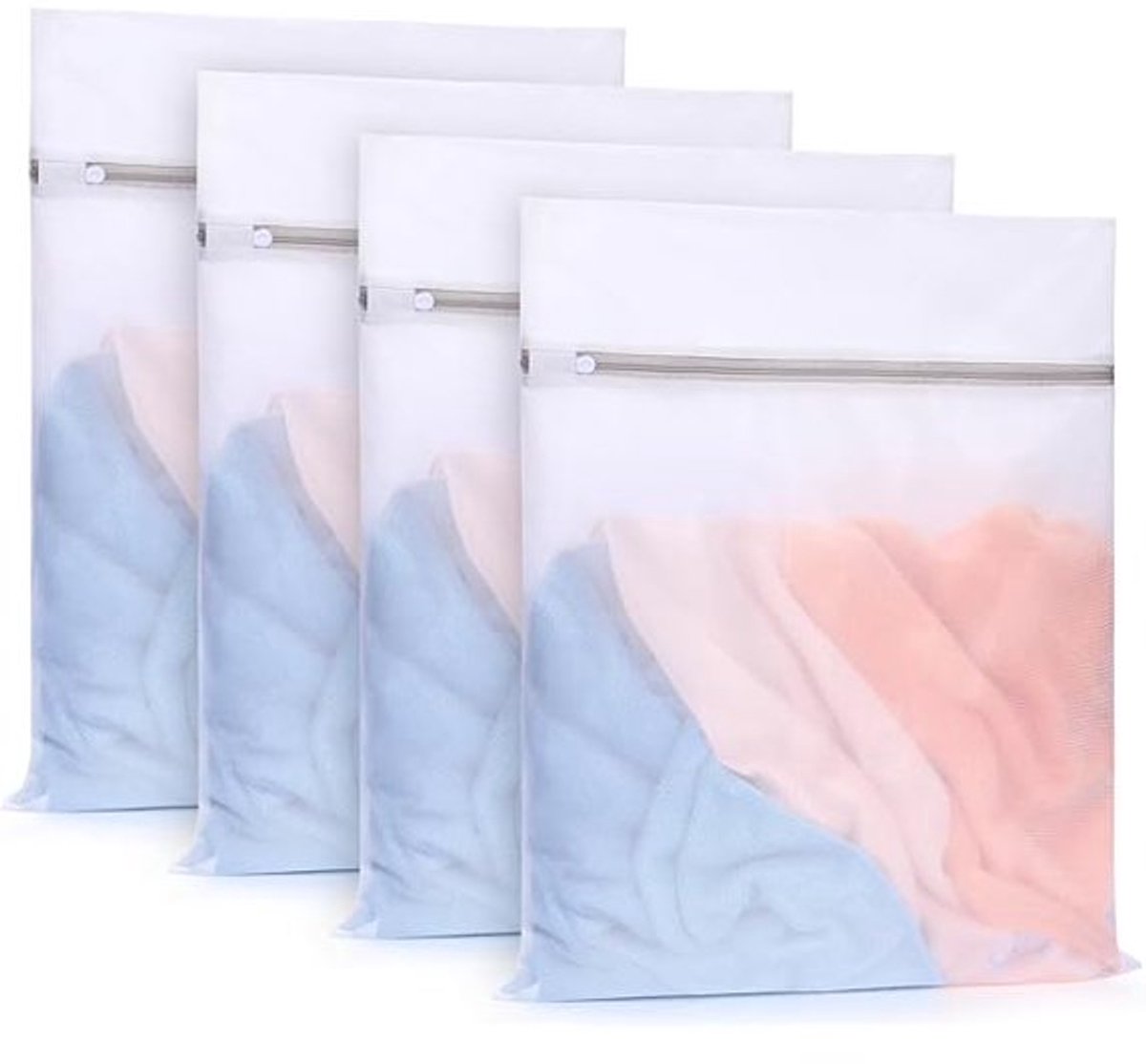 4 stuks duurzame netwaszakken, Wasmachine netzak,16 x 20 inch, delicate waszak voor studenten, studentenhuizen, reizen, gezinnen en appartementbewoners, wit