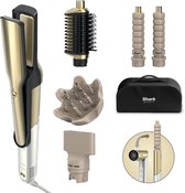 Shark Glam 5-in-1 Multistyler en Föhn - inclusief Silki Stijltang, Glossi Opzetborstel, 2 Krullers, Concentrator en Diffuser - Wit/Goud - Geschikt voor alle haartypes, Stylen van nat én droog haar - HD6052SEU