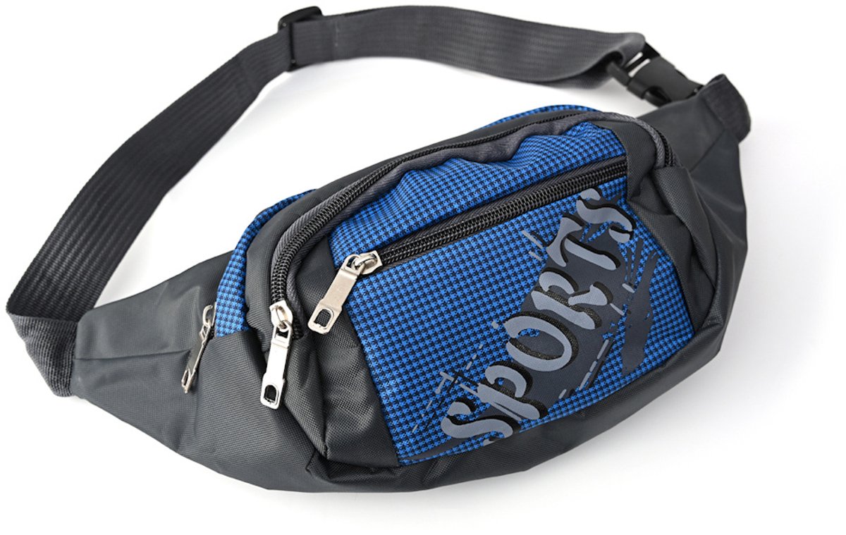 Decopatent - Heuptas - Buideltas Festival, Wandelen & Sport - Money Belt - Unisex Heuptasje Heren & Dames - Compact Outdoor Buideltasje - Afm. 35x8x15 Cm - Kleur: Zwart / Blauw