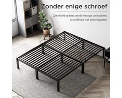 HOMAVO Metalen Bed 140x200 cm - Minimalistisch Bedframe - Stevig - Stil - Anti Slip - Grote Opbergruimte - Schroefloze Montage - IJzeren Bed - Duurzaam - Roestvrij - Ideaal voor Kleine Woningen Kinderkamers en Logeerkamers