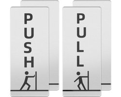 2 pairs push pull door sign acrylic reminder door sticker self adhesive waterproof vertical style for restaurant bar hotel business shop cafe 12x5x0.3cm