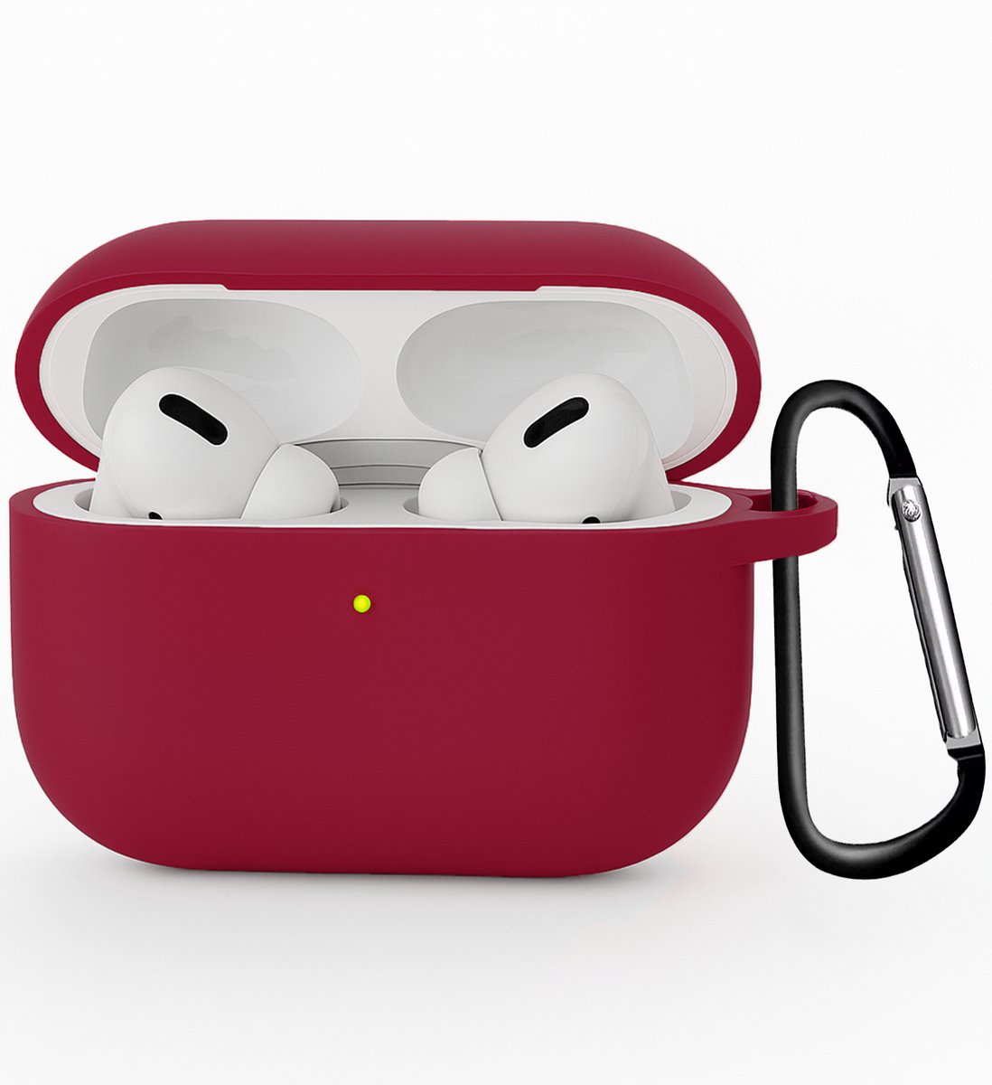 Hoesje Geschikt voor Apple Airpods Pro 3 - Siliconen Hoes met Clip - Silicone Case Cover - Wijnrood