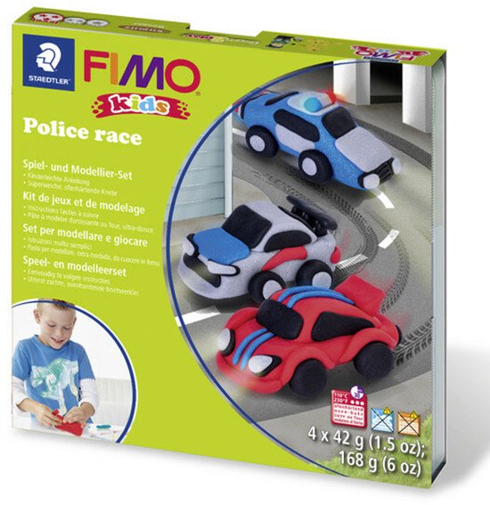 FIMO kids 8034 - ovenhardende boetseerklei - Form&Play set "Police race"