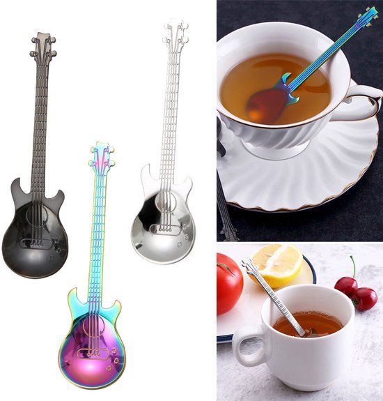 Theelepeltje Gitaar - RVS Koffielepel - Thee en Koffie Lepel - Multi