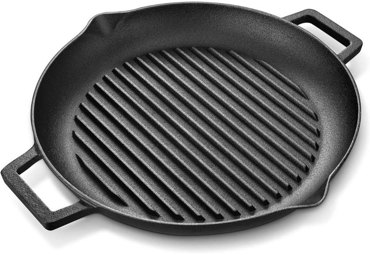 MKSS® Grillplaat Inductie - Bakplaat - Gietijzer - Zwart