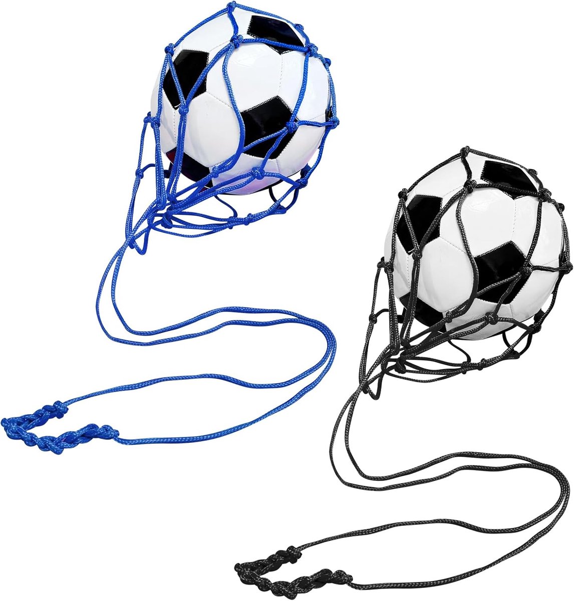 Voetbaltrainer - 2 stuks - Voetbal Bungee - Voetbal Trainingsriem - Polypropyleen - Voetbalnet Tas - Voetbalnet Kick - Volleybal Basketbal - Voetbalnet - Trainingshulp - Voetbal-kick-backtrainer - 65CM - Zwart, blauw