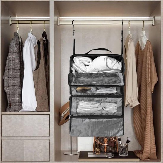 Kofferorganizer, Packing Cubes heeft 6 vakken, ophangbare reisorganizer