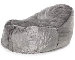 icon - Dream Lounge Zitzak - Ligstoel - Fluffy Pluche Imitatiebont - Grijs