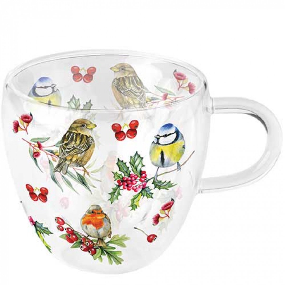 Ambiente - Dubbelwandig theeglas - Birds in Winter - 0.2 L