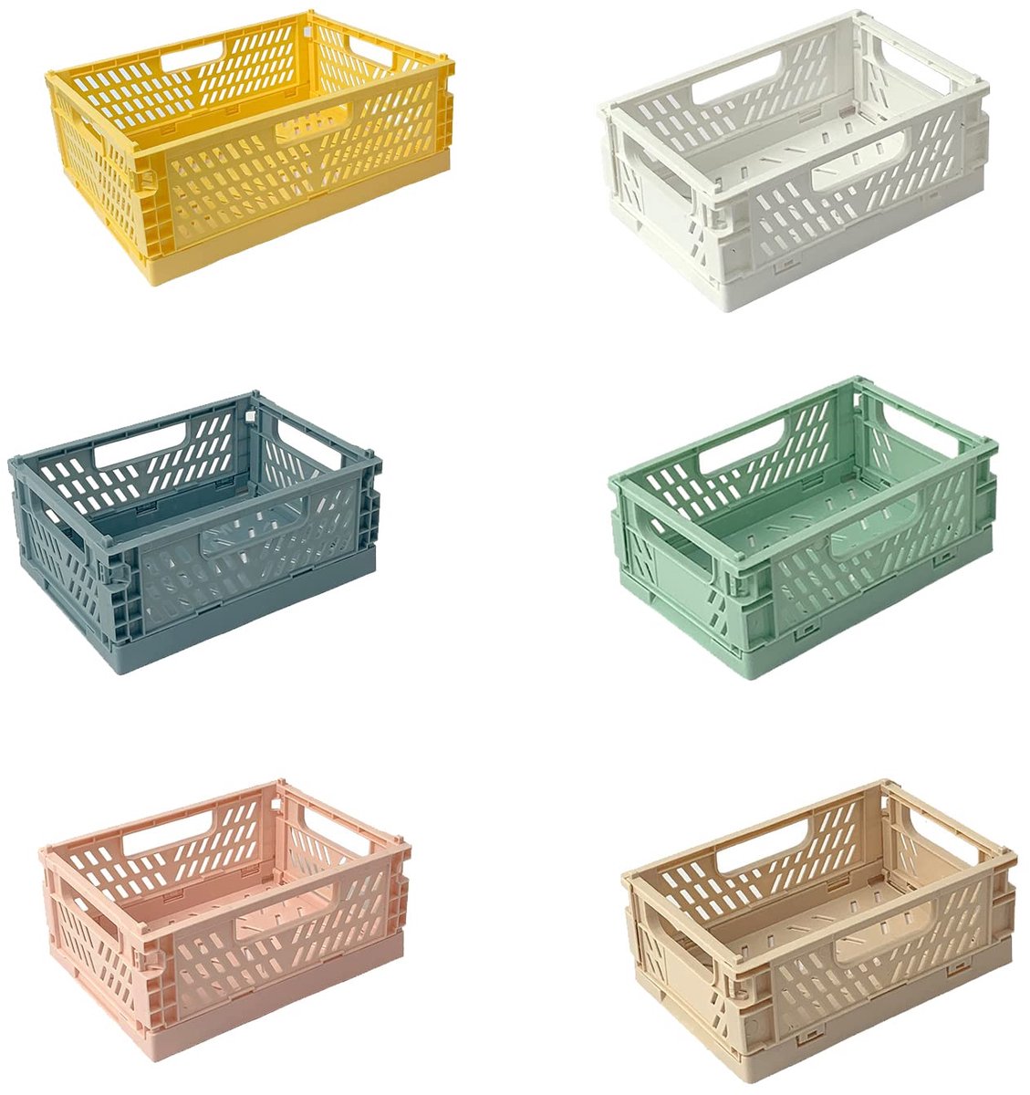 Goodivery® Set van 6 compacte opvouwbare kunststof manden voor veelzijdig gebruik