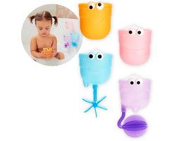 foto van Munchkin Badspeelgoed - Falls - Watertrechter en Bekers - Set van 4 bekertjes met watertrechter - Speelgoed voor in bad - Vanaf 6 maanden