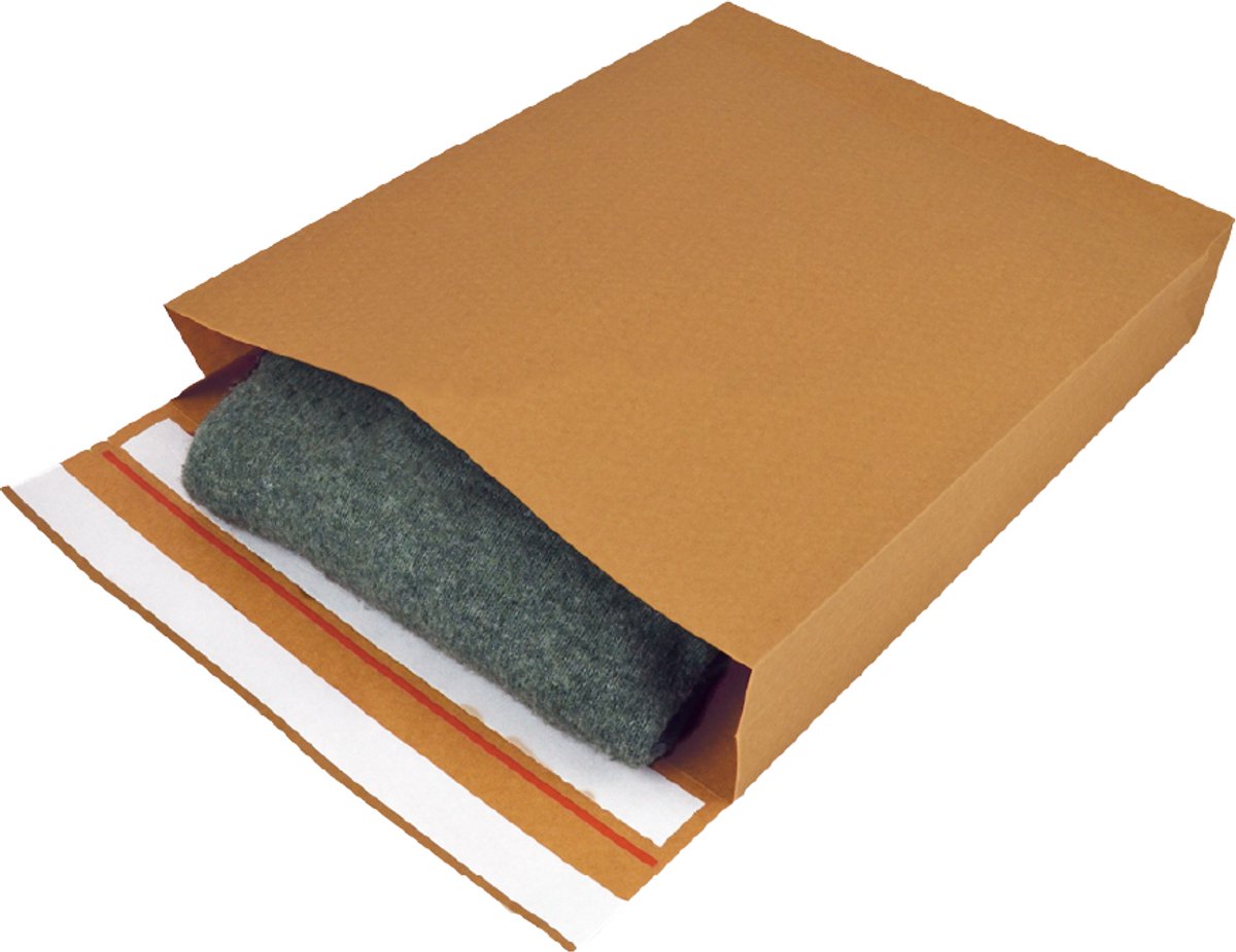 200x Papieren Verzendzakken Kraft Bruin 350 x 450 x 80 mm - Met Retourstrip - Duurzaam - Blokbodem - 100% Recyclebaar - 110 gr/m² - Hersluitbaar - Plasticvrij