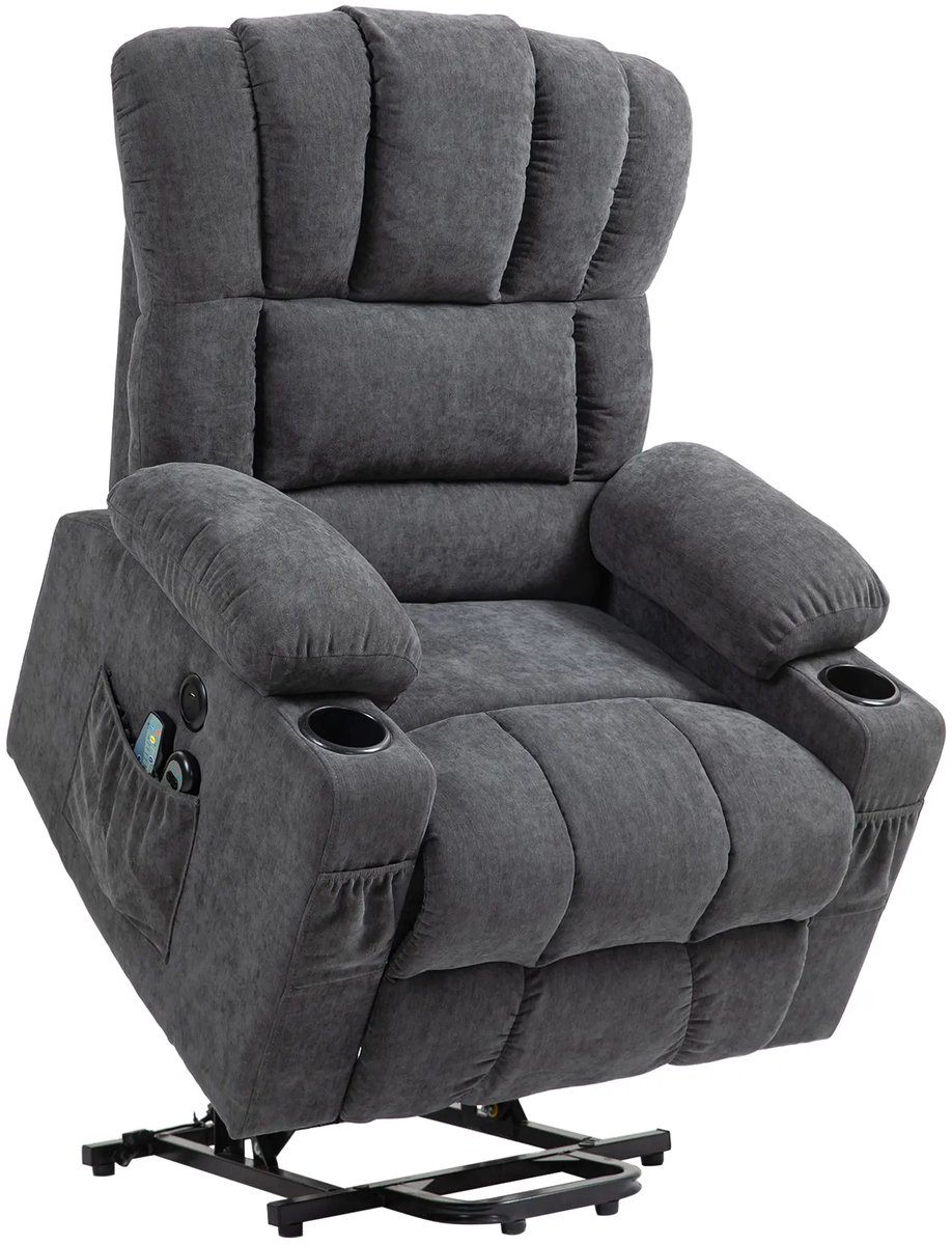 Sta op stoel elektrisch - Relaxfauteuil - Zetel - Stof - 1 persoons - Met armleuning - Zeer comfortabel - Elektrisch - Donkergrijs – foto 3