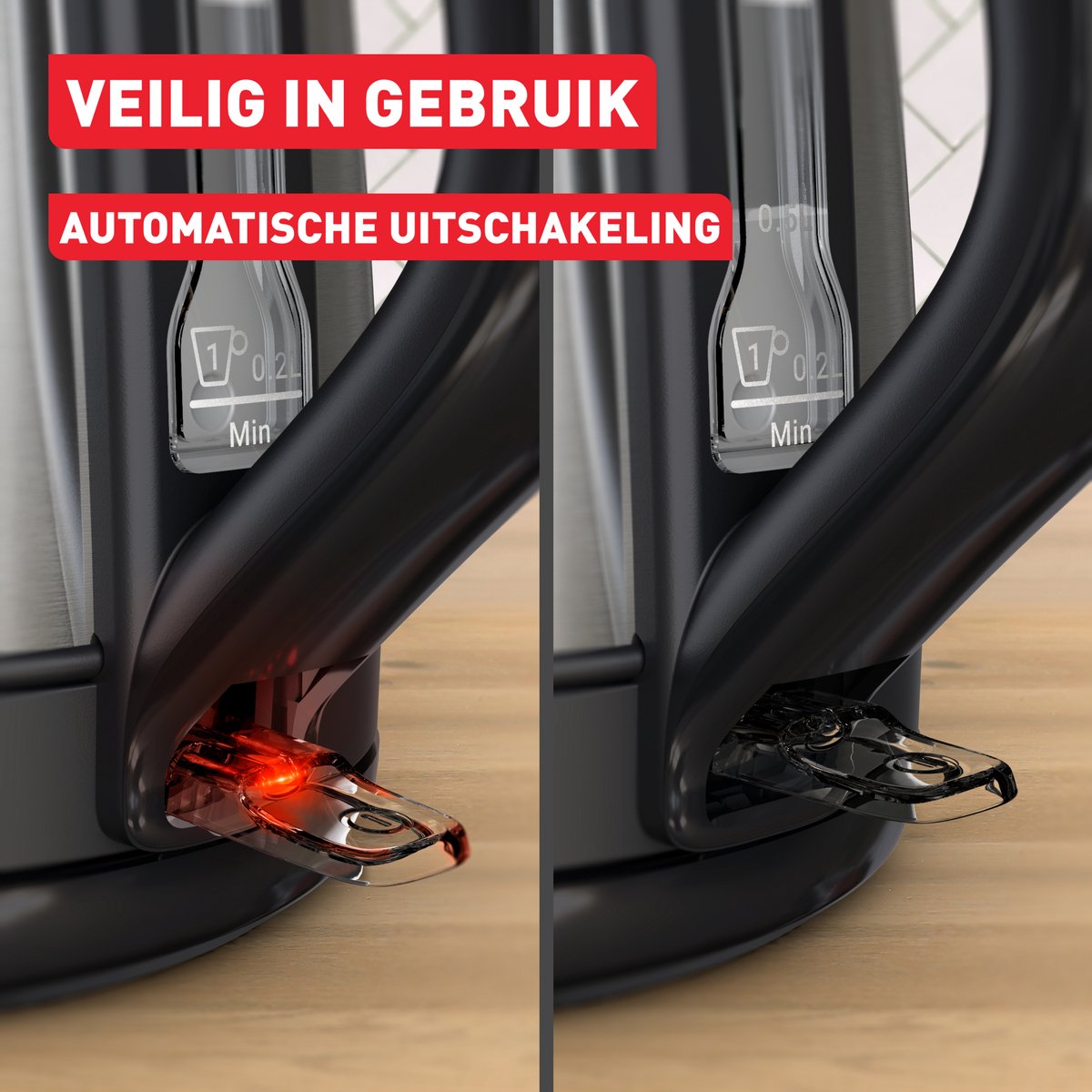 Tefal Subito KO5S2D - Mini Waterkoker - 1L - Compact - RVS - 2400W — afbeelding 2