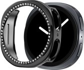 Bandz PC hard case hoesje met diamantjes - geschikt voor Samsung Galaxy Watch 8 - 40mm - beschermhoes van hard plastic - semi cover (zwart)