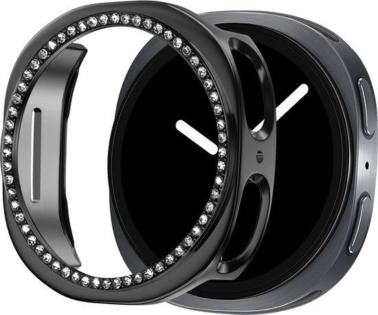 Zwart Samsung Galaxy Watch 8 40mm hoesje met diamantjes, semi cover.