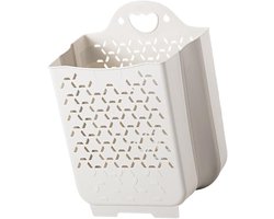 Aan de muur te bevestigen wasmand - Opvouwbare wasmand voor de badkamer - Ruimtebesparend ontwerp - met handvat en eenvoudig te installeren voor vuile was - 1 stuk