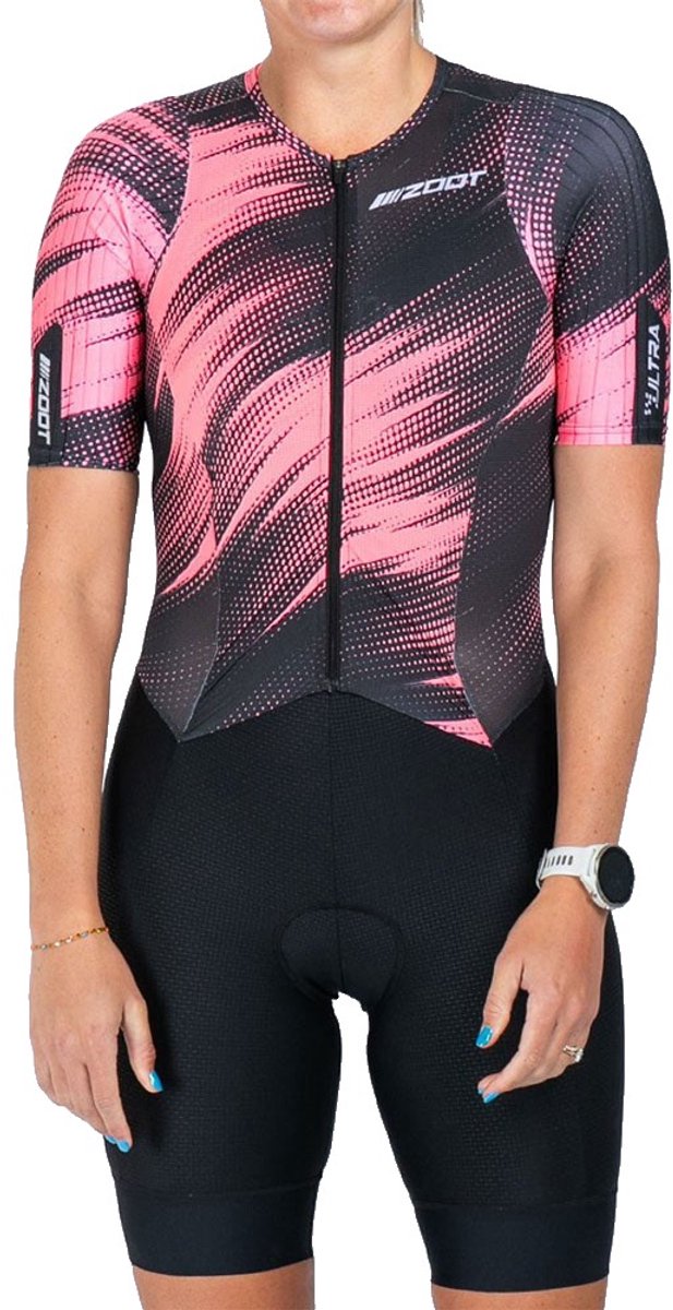 Zoot Ultra Tri P1 Exos Korte Mouw Triatlonpak Roze L Vrouw