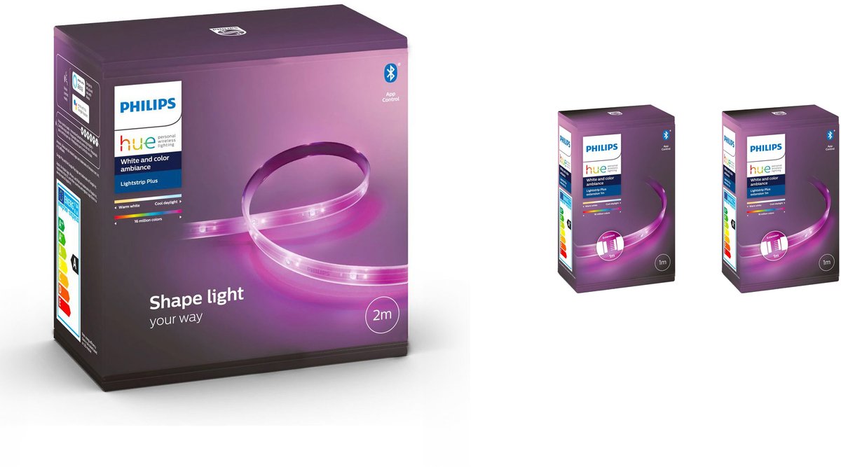 Philips Hue White And Color Ambiance - Ruban LED Lightstrip 10m Smart - Kit Base Avec Contrôle App Et Télécommande