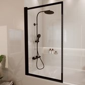 Lomazoo Badwand Salvador - 80 X 140 Cm - Zwart - Nano Coating Anti-kalk - Draaibaar - Helder Glas