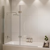 Lomazoo Badwand Caracas -120x140cm - Chroom - Nano Coating Anti-kalk - 2delig -draaibaar-helder Glas