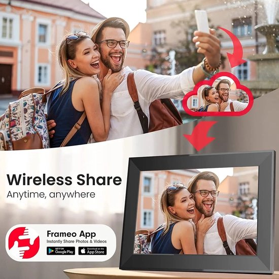 YENOCK 10.1" Wi-Fi Fotolijst – 32GB Intern, Frameo-app, Aanraakscherm, Bewegingssensor, Cadeau-idee