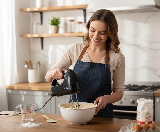 Floria Handmixer ZLN7567 - 150W - 7 Snelheden - Inclusief Gardes & Deeghaken - Zwart van Floria — afbeelding 5